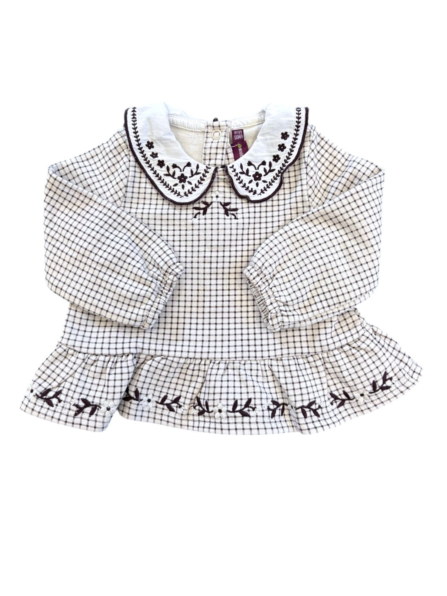 Sergent Major White Plaid Top & Purple Leggings Set (6M)