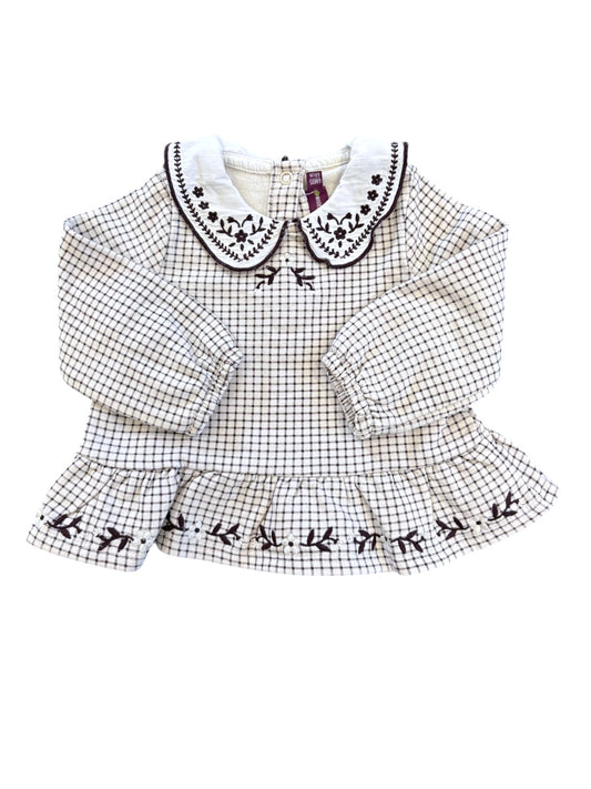 Sergent Major Top mit weißem Karomuster und Leggings-Set in Lila (6M)