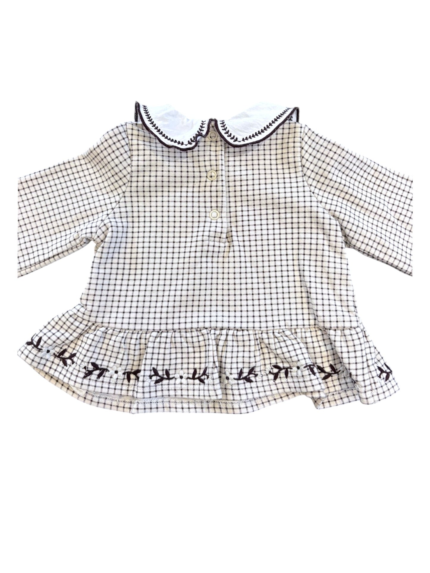 Sergent Major White Plaid Top & Purple Leggings Set (6M)