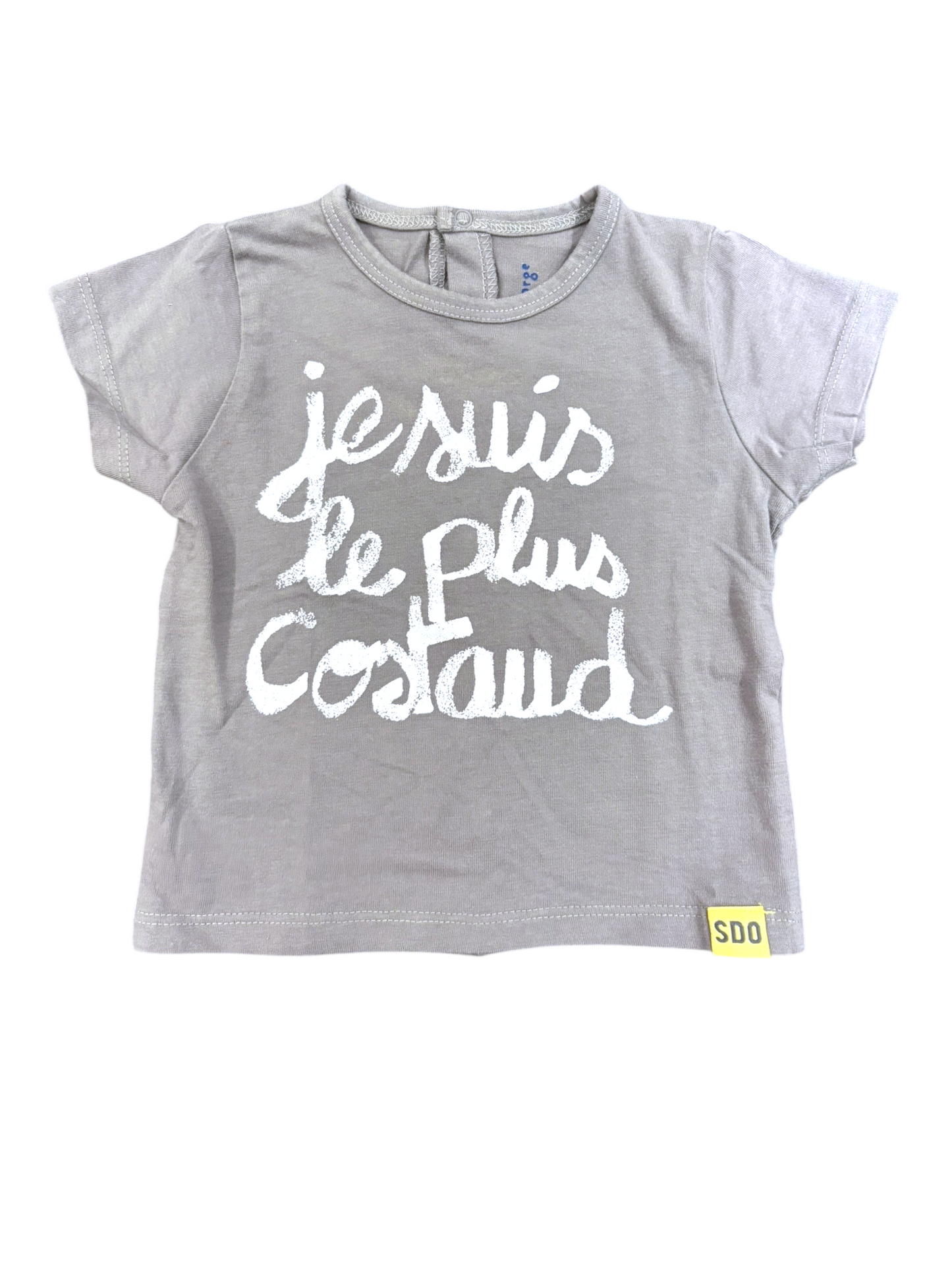 Sucre d’Orge Boy Grey Slogan Cotton T-Shirt, 6-12M - second hand baby clothing