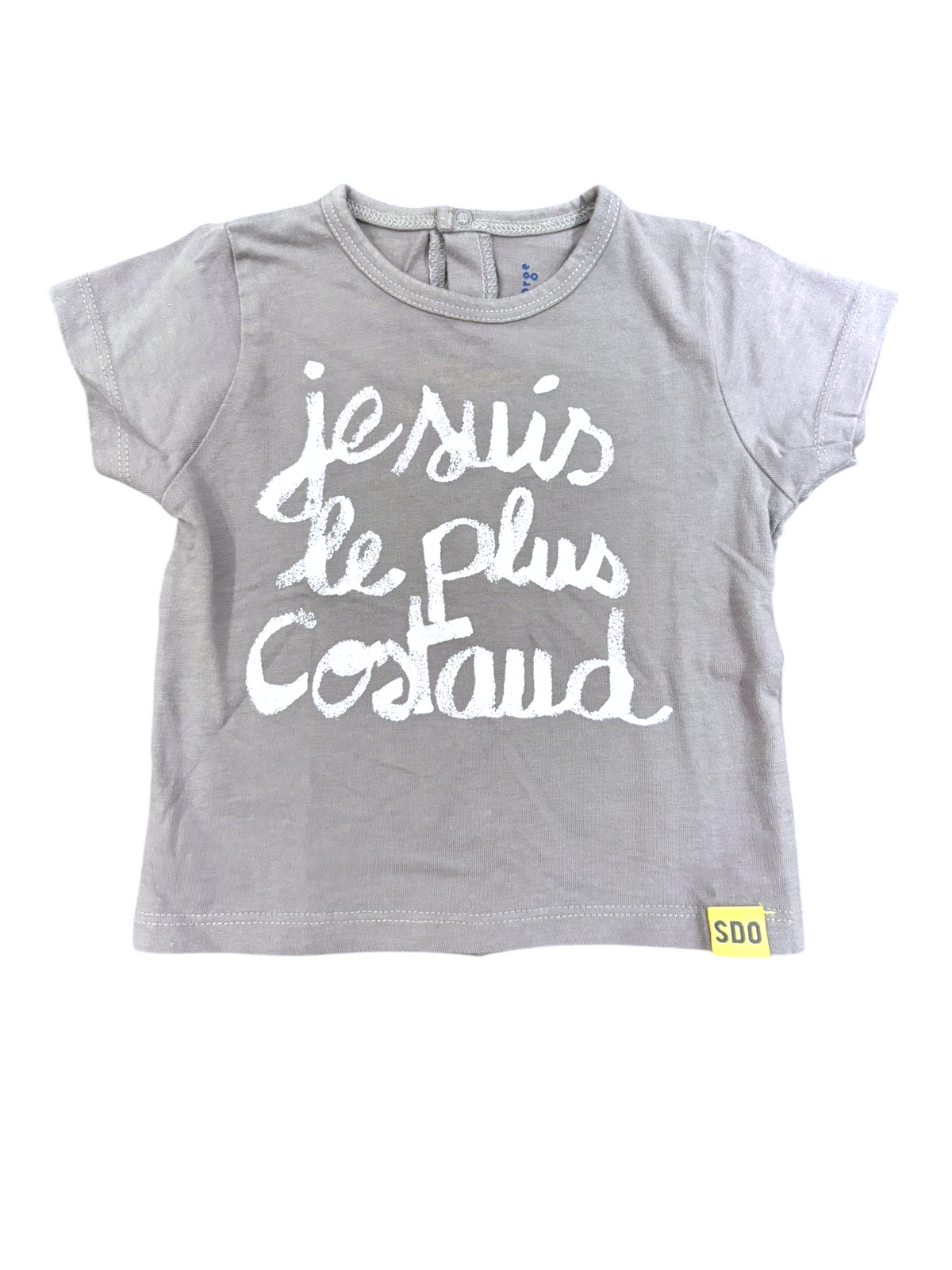 Sucre d’Orge Boy Grey Slogan Cotton T-Shirt, 6-12M - second hand baby clothing