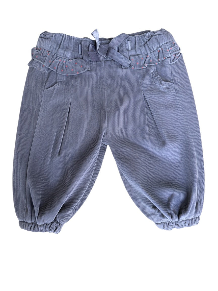 Tape à l’Oeil Girl Grey Polka Dot Ruffle Corduroy Pants, 1M / 53 - second hand baby clothing