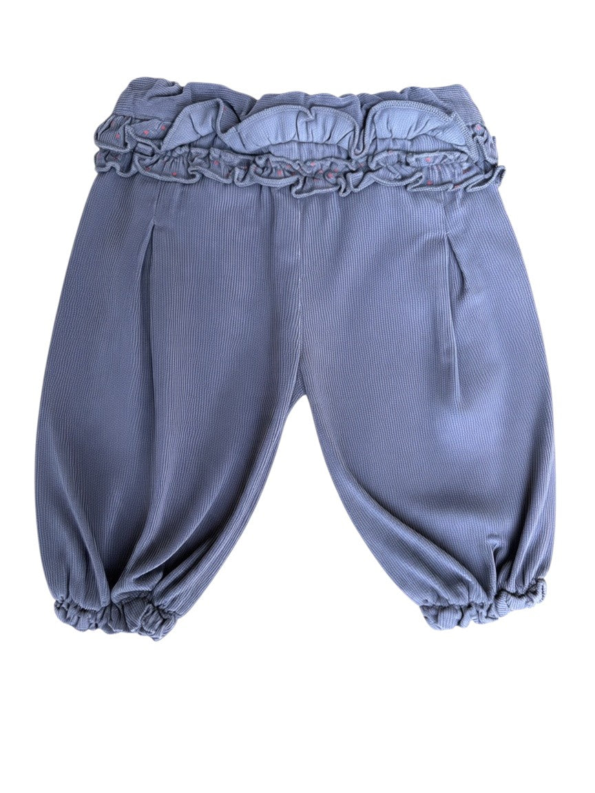 Tape à l’Oeil Girl Grey Polka Dot Ruffle Corduroy Pants, 1M / 53 - second hand baby clothing
