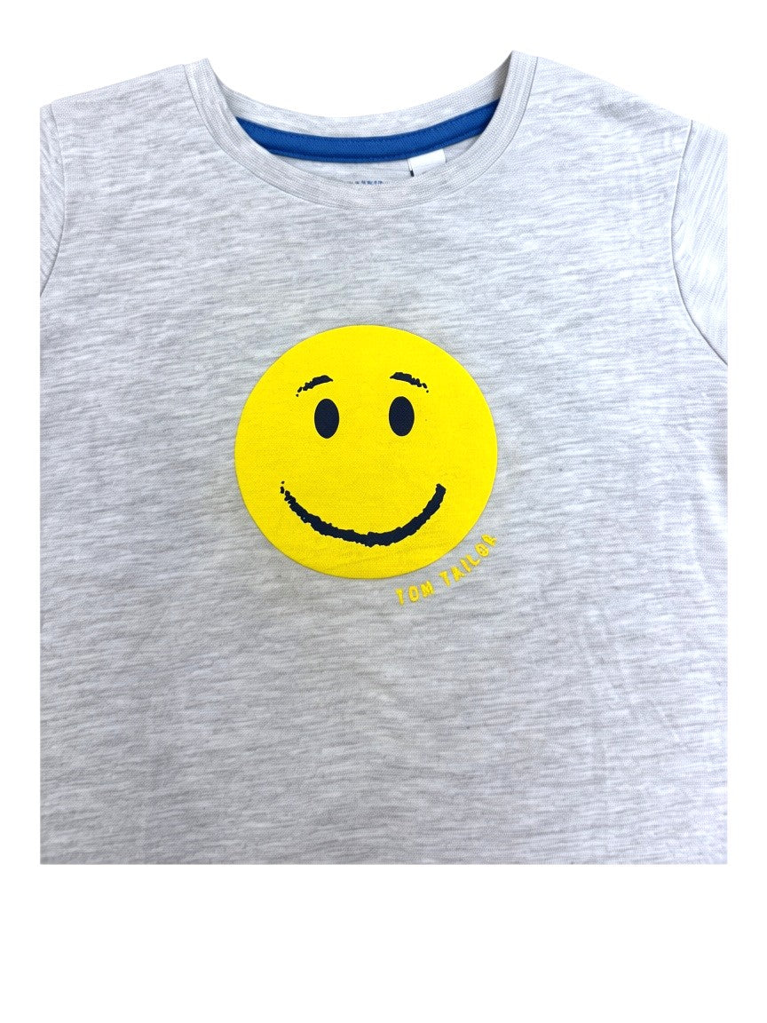 Tom Tailor Unisex Grey Smiley Cotton T-Shirt, 18-24M / 86 - second hand baby clothing