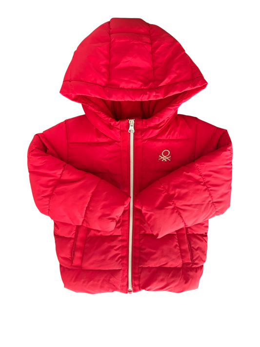 United Colors of Benetton Red Hooded Puffer Jacket size 2-3Y / 98 - second hand baby clothing