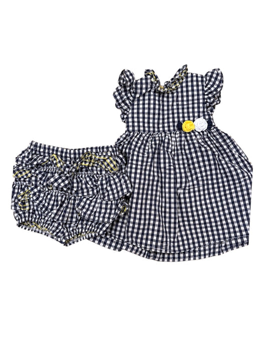 Mayoral Navy Gingham Dress & Bloomers Set (18-24M / 86)