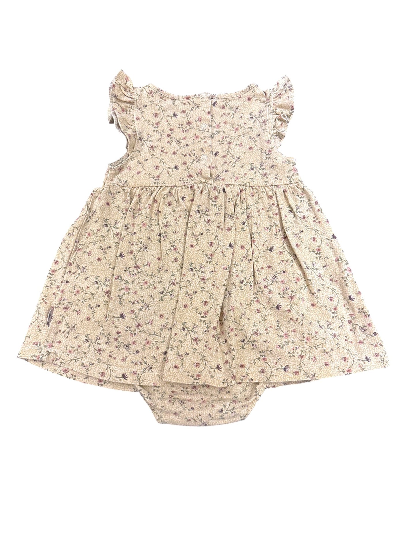 Robe-combinaison florale en lin de blé (9 mois / 74)