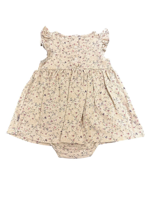 Wheat Sand Floral Dress-Romper (9M / 74)