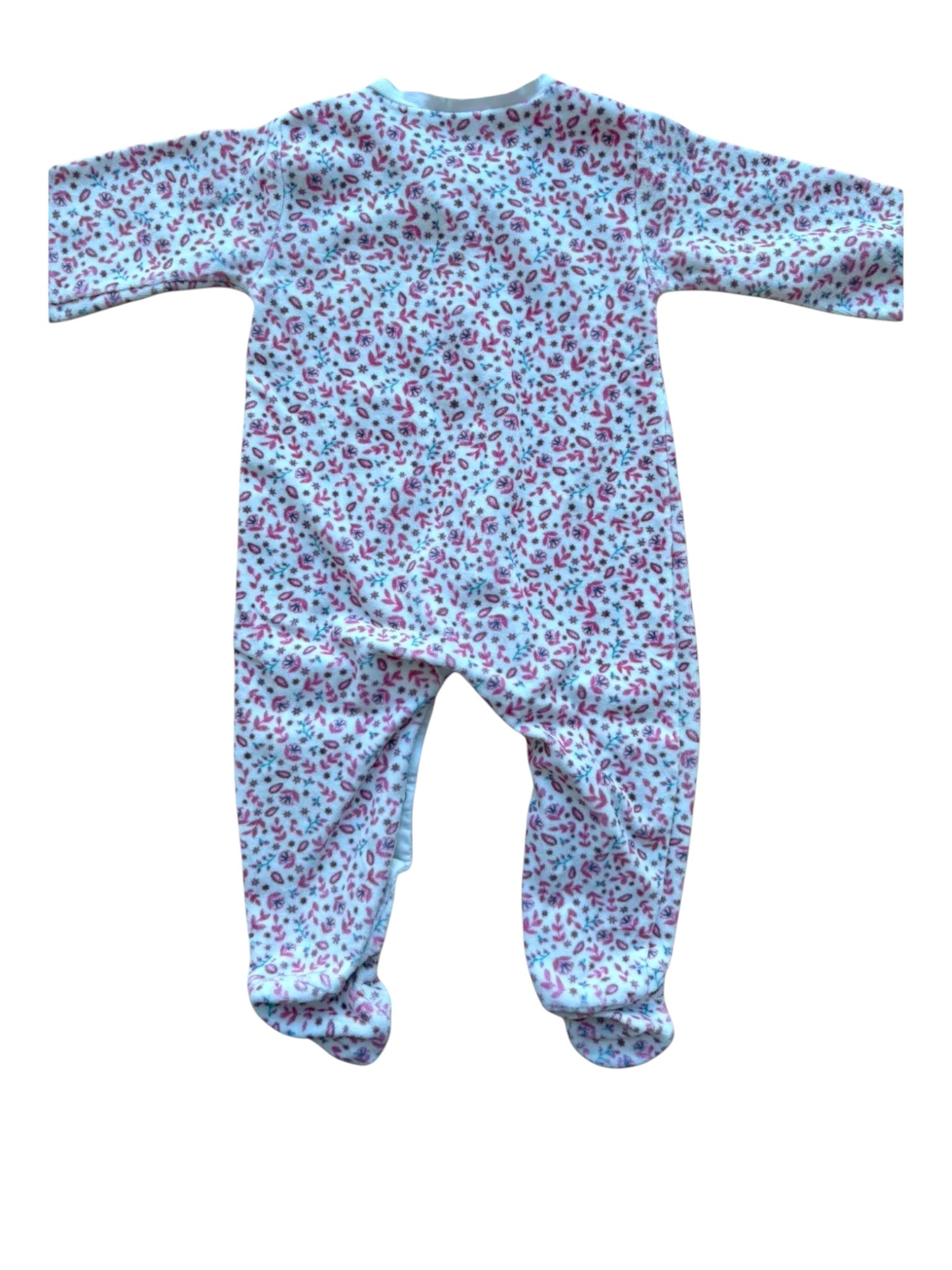 Absorba Pink Floral Velour Pajamas size 12M - second hand baby clothing