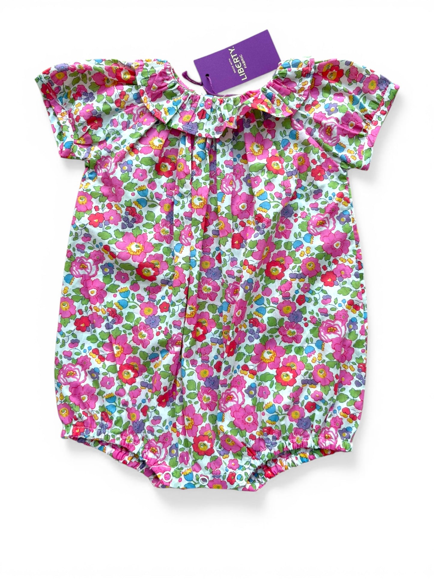Acanthe Pink Floral Liberty Romper (6M)