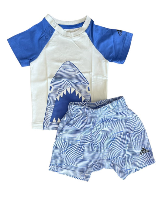 Adidas Kurzes Set in Blau & Weiß (6-9M)