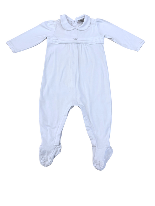 Armani Baby White Cotton Romper size 9M - second hand baby clothing