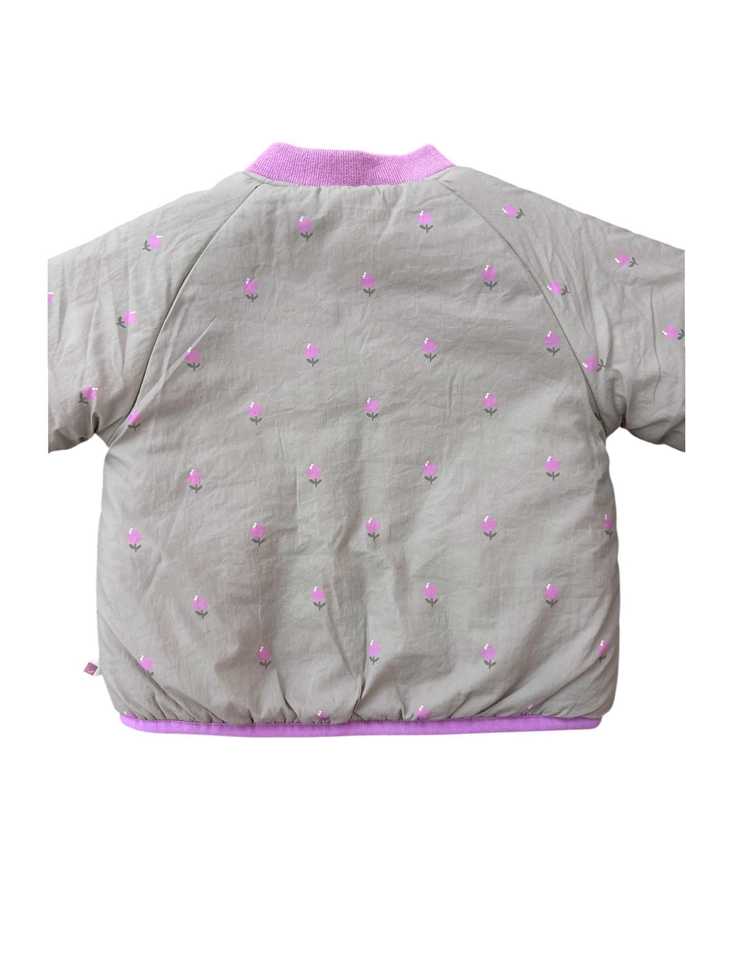 Babyface Girl Grey Floral Reversible Padded Jacket, 12M