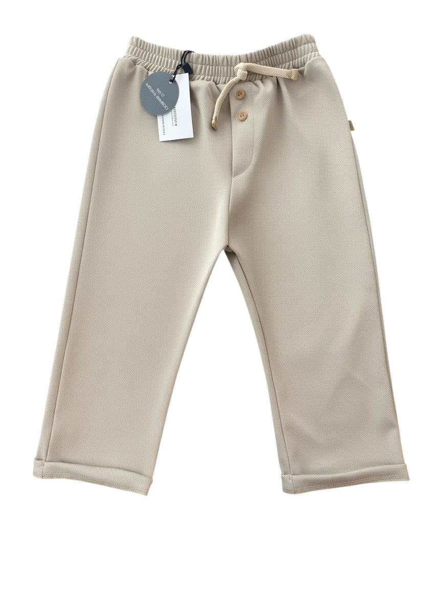 Bamboom Unisex Cream Bamboo Twill Trousers, 6M, 12–18M