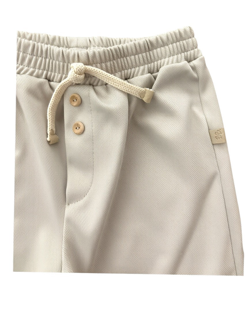 Bamboom Unisex Cream Bamboo Twill Trousers, 6M, 12–18M