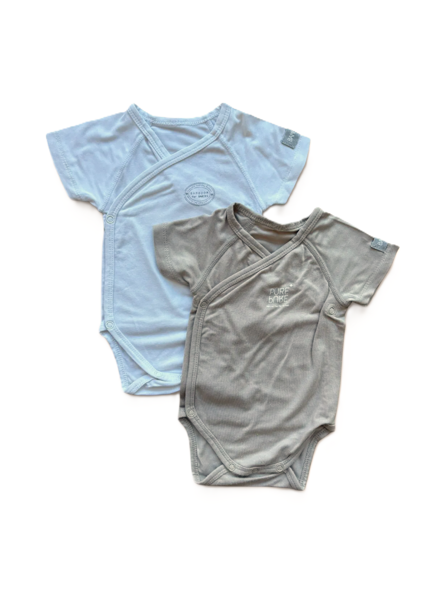 Ensemble de 2 bodies cache-cœur Bamboom beige et blanc (nouveau-né)