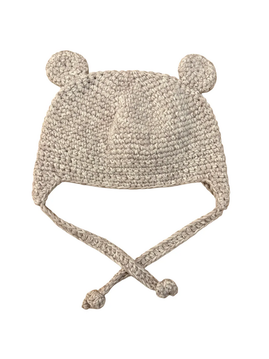 Beba Bean Grey Crochet Bear Hat (3-6M)