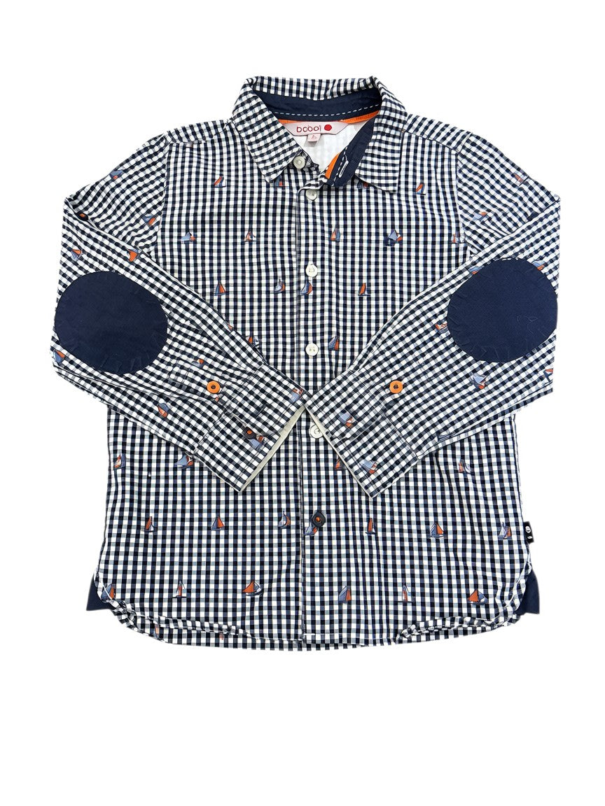 Boboli Navy Gingham Sailboat Shirt (5Y / 110)