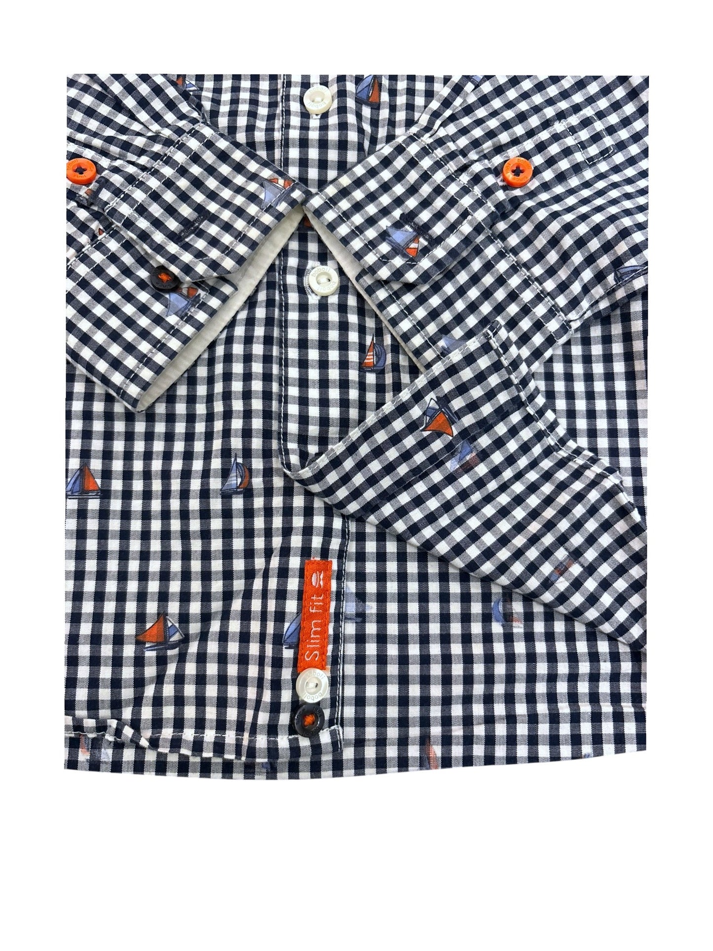 Boboli Navy Gingham Sailboat Shirt (5Y / 110)