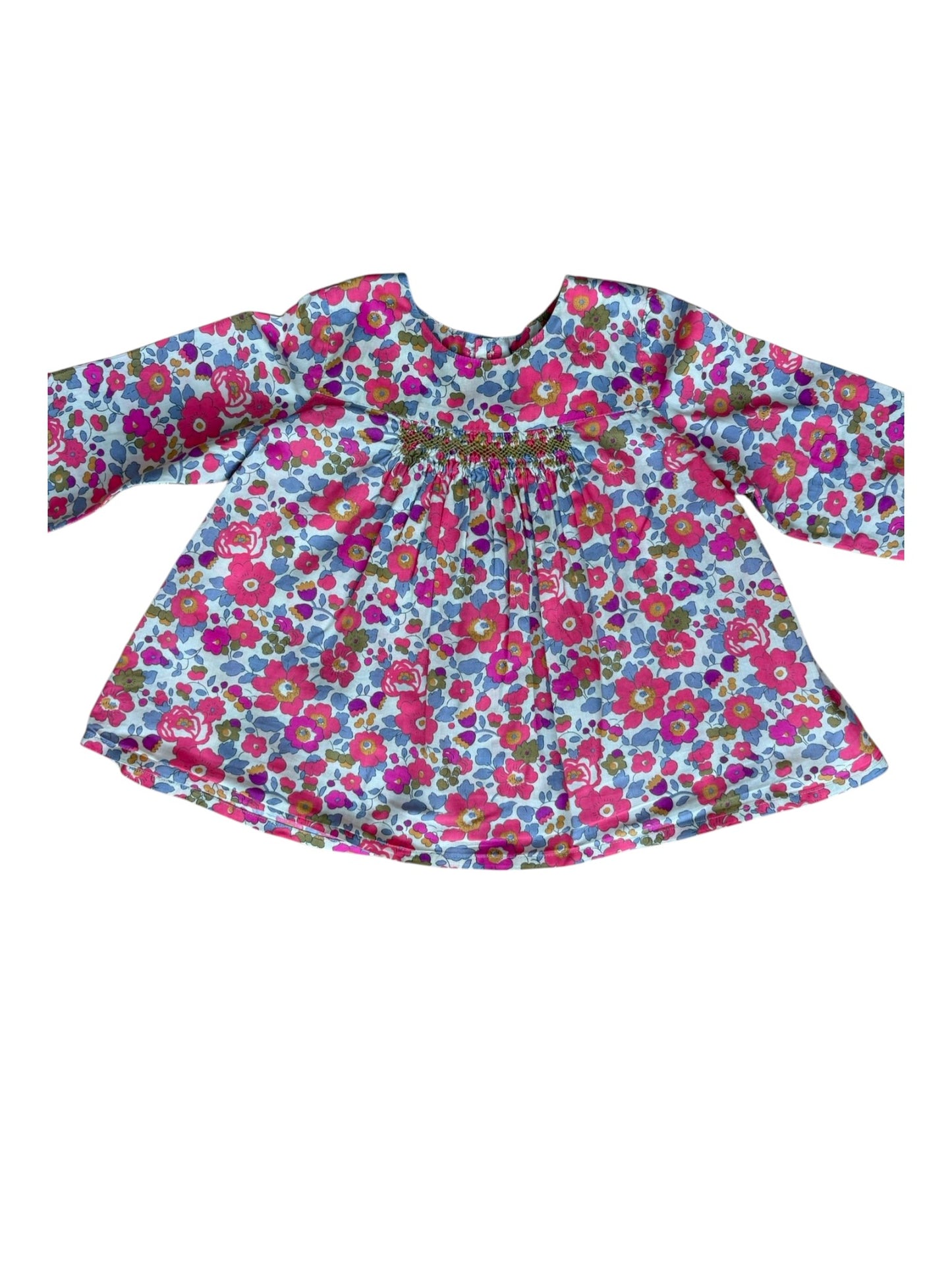 Blouse Smockée Rose à Manches Longues Liberty Bonpoint (12M)