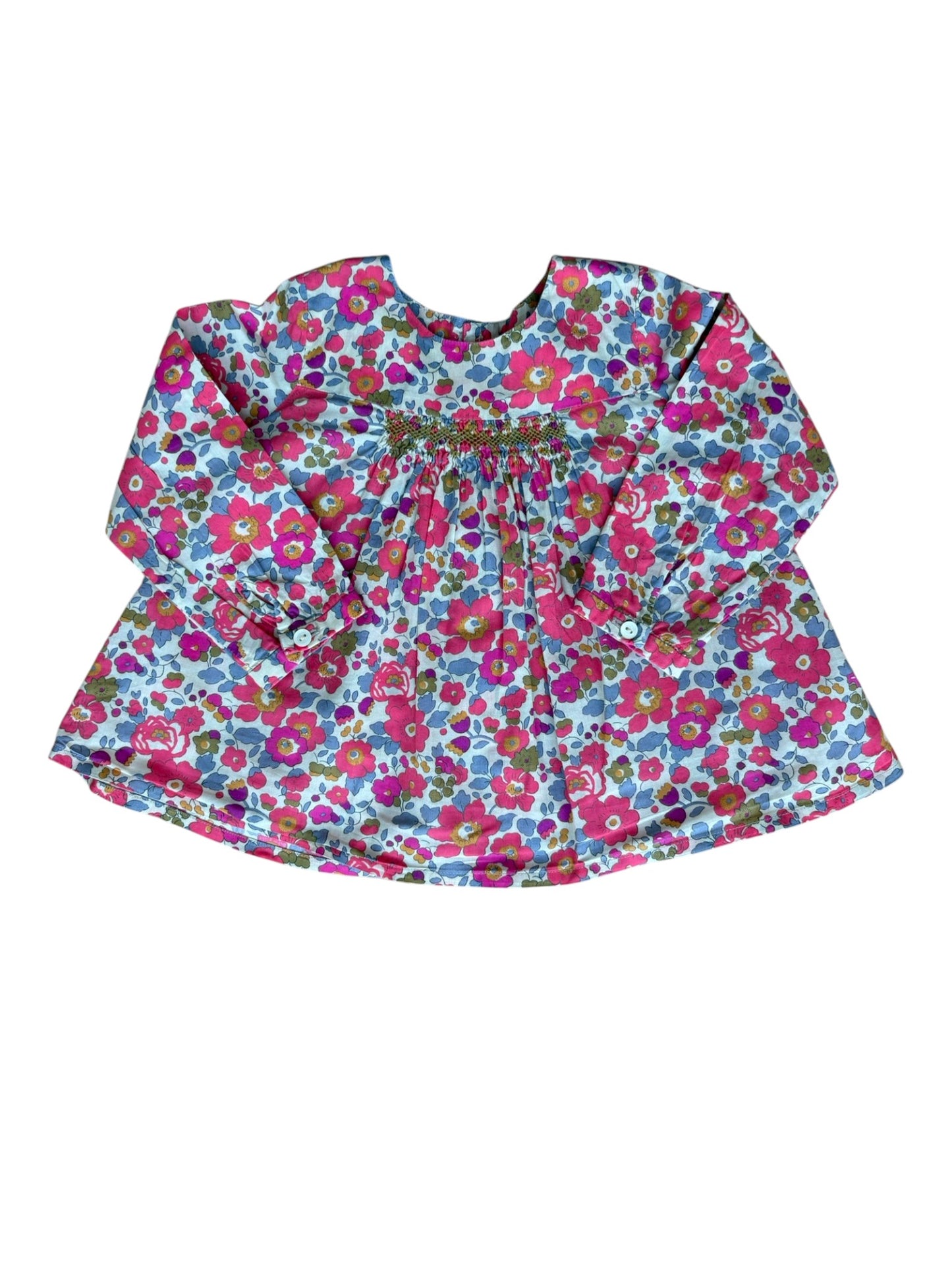 Blouse Smockée Rose à Manches Longues Liberty Bonpoint (12M)