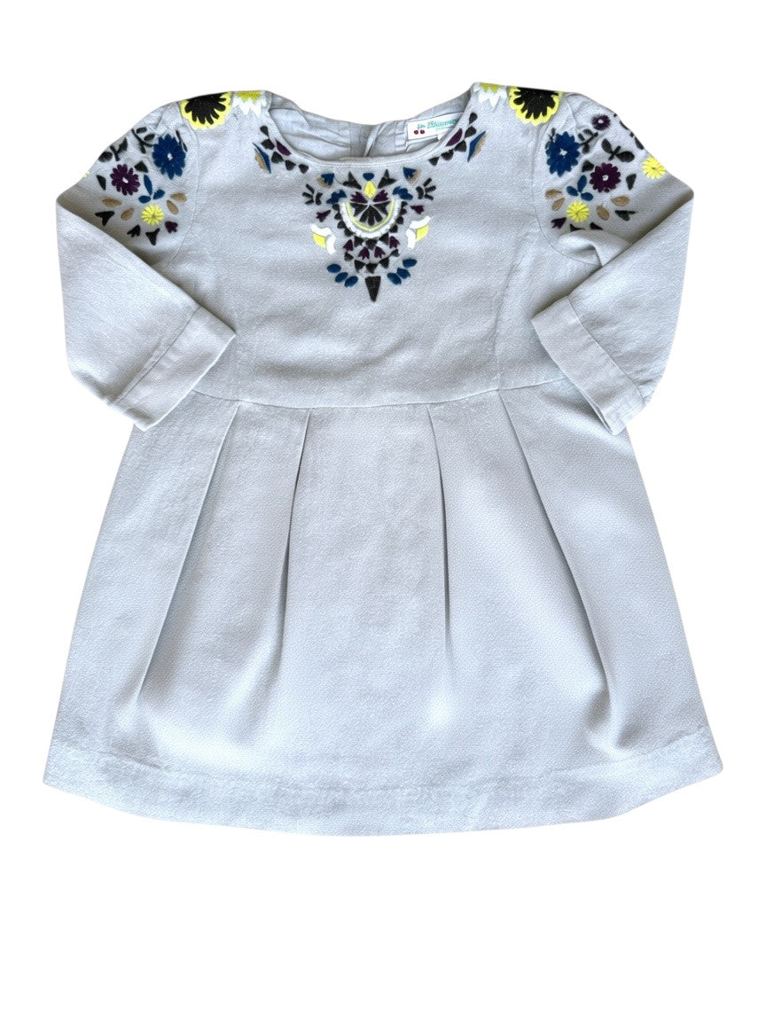 Bonpoint Beige Embroidered Dress size 6Y - second hand baby clothing