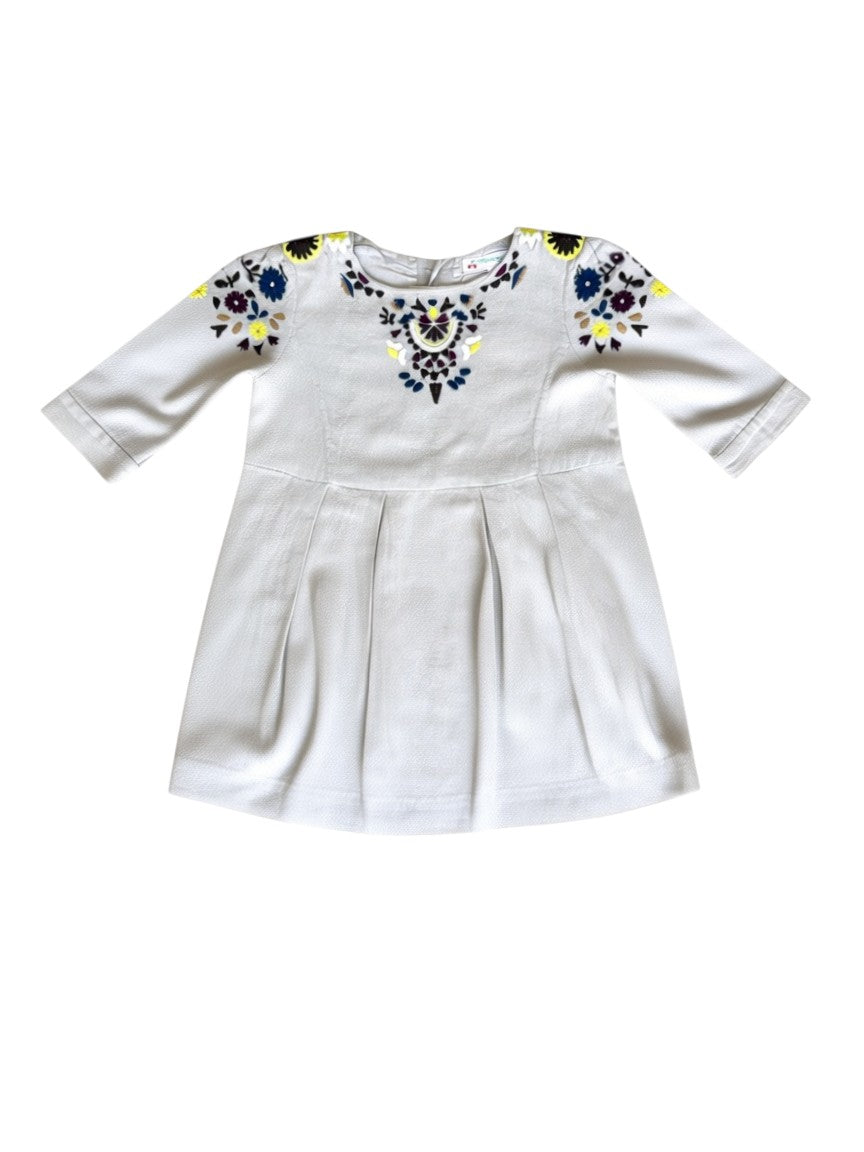 Bonpoint Beige Embroidered Dress size 6Y - second hand baby clothing