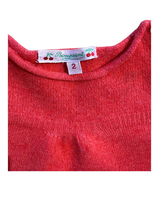 Bonpoint Girl Coral Knit Shoulder-Button Sweater, 2Y - second hand baby clothing