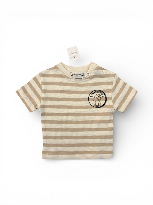 Bonpoint Beige gestreiftes T-Shirt (6M)