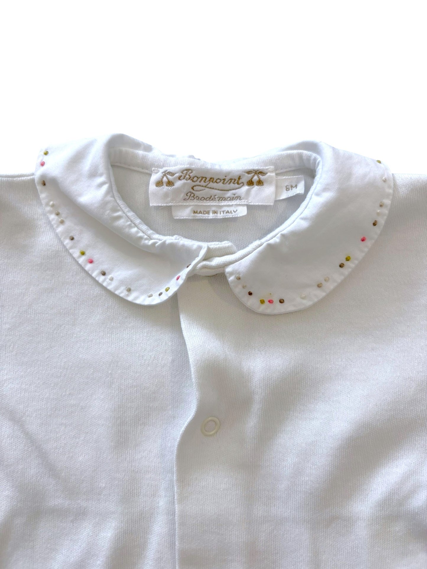 Bonpoint White Embroidered Pajamas (6M)