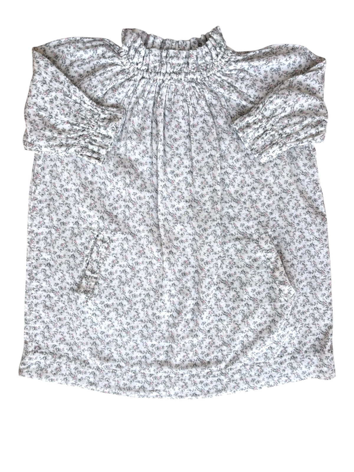 Bonpoint Girls White Floral Cotton Long-Sleeve Dress, 6Y - second hand baby clothing