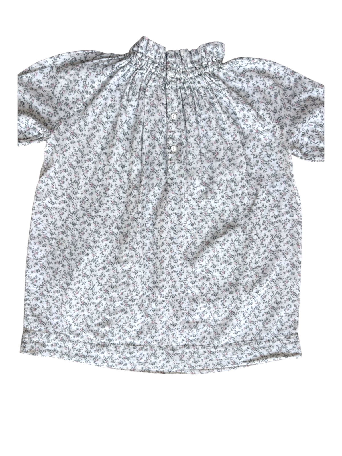 Bonpoint Girls White Floral Cotton Long-Sleeve Dress, 6Y - second hand baby clothing