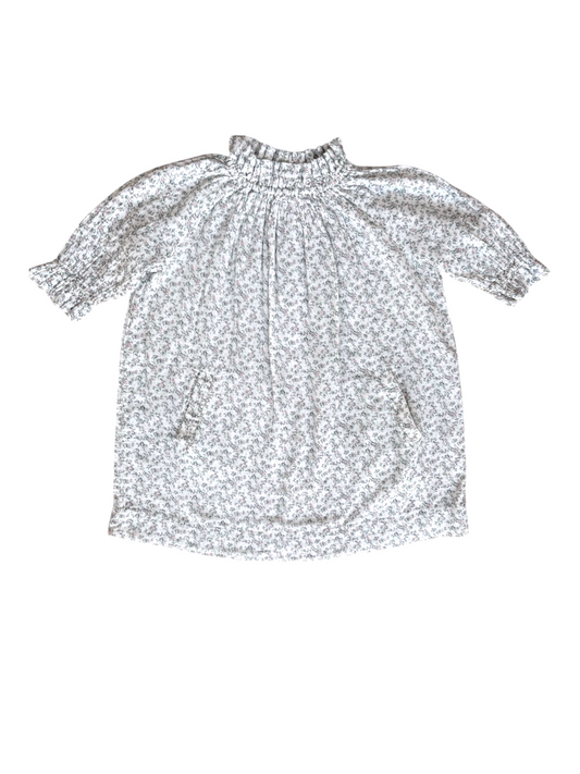 Bonpoint Girls White Floral Cotton Long-Sleeve Dress, 6Y - second hand baby clothing