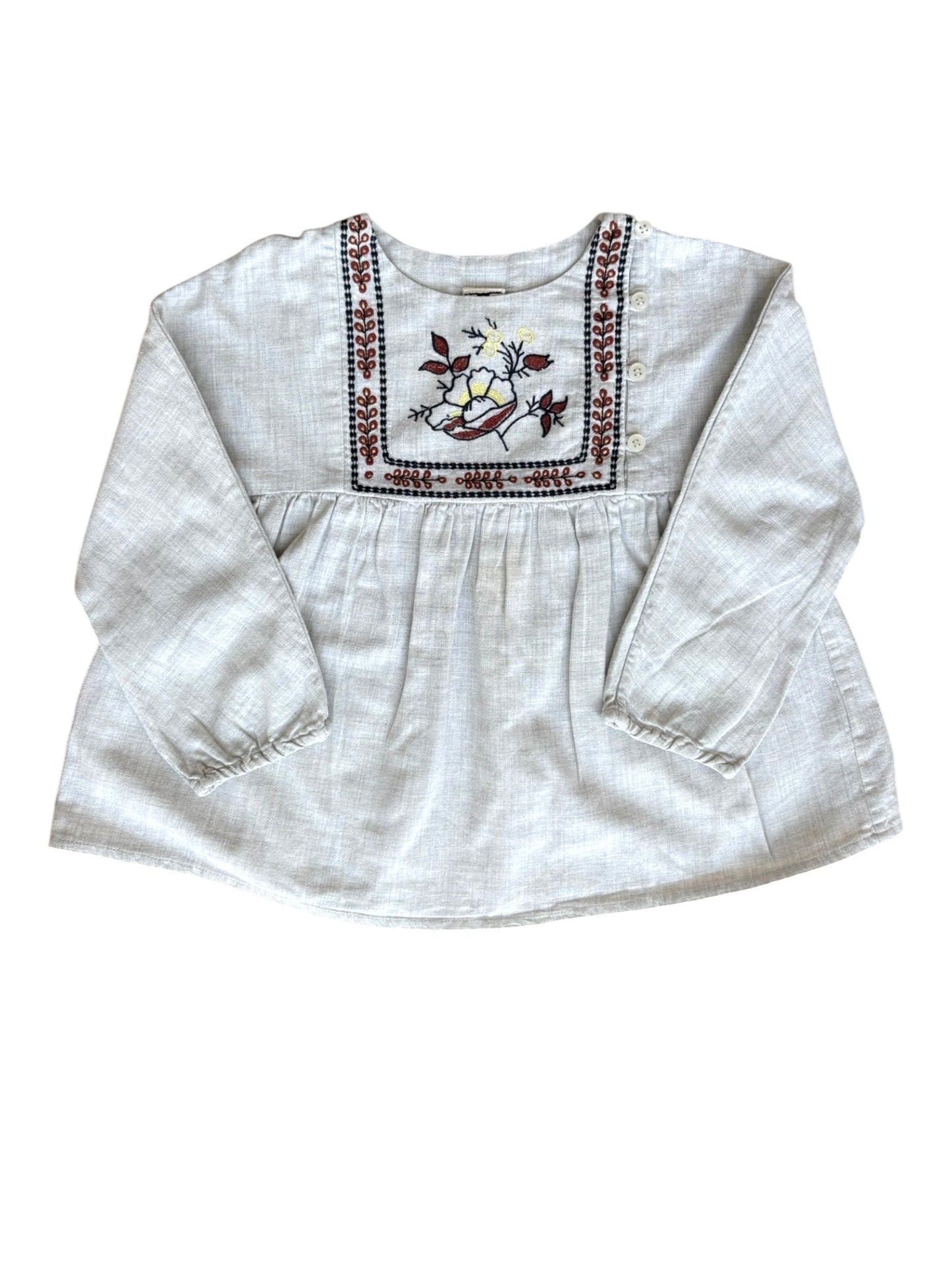 Haut à manches longues brodé Bonton blanc (4 ans)