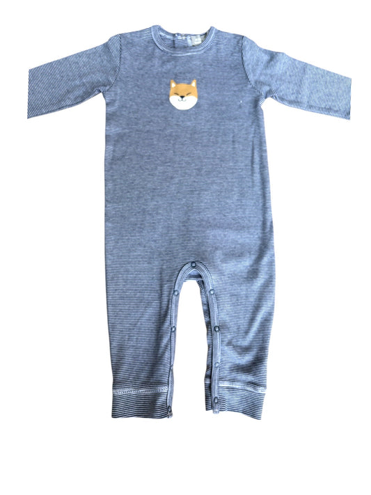 Boutchou Boy Navy White Striped Shiba Cotton Pajamas, 12M - second hand baby clothing