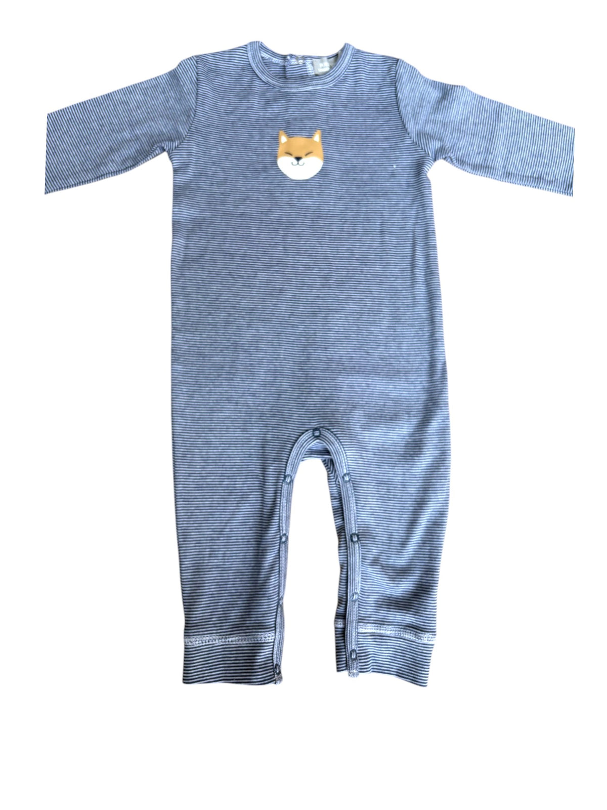 Boutchou Boy Navy White Striped Shiba Cotton Pajamas, 12M - second hand baby clothing