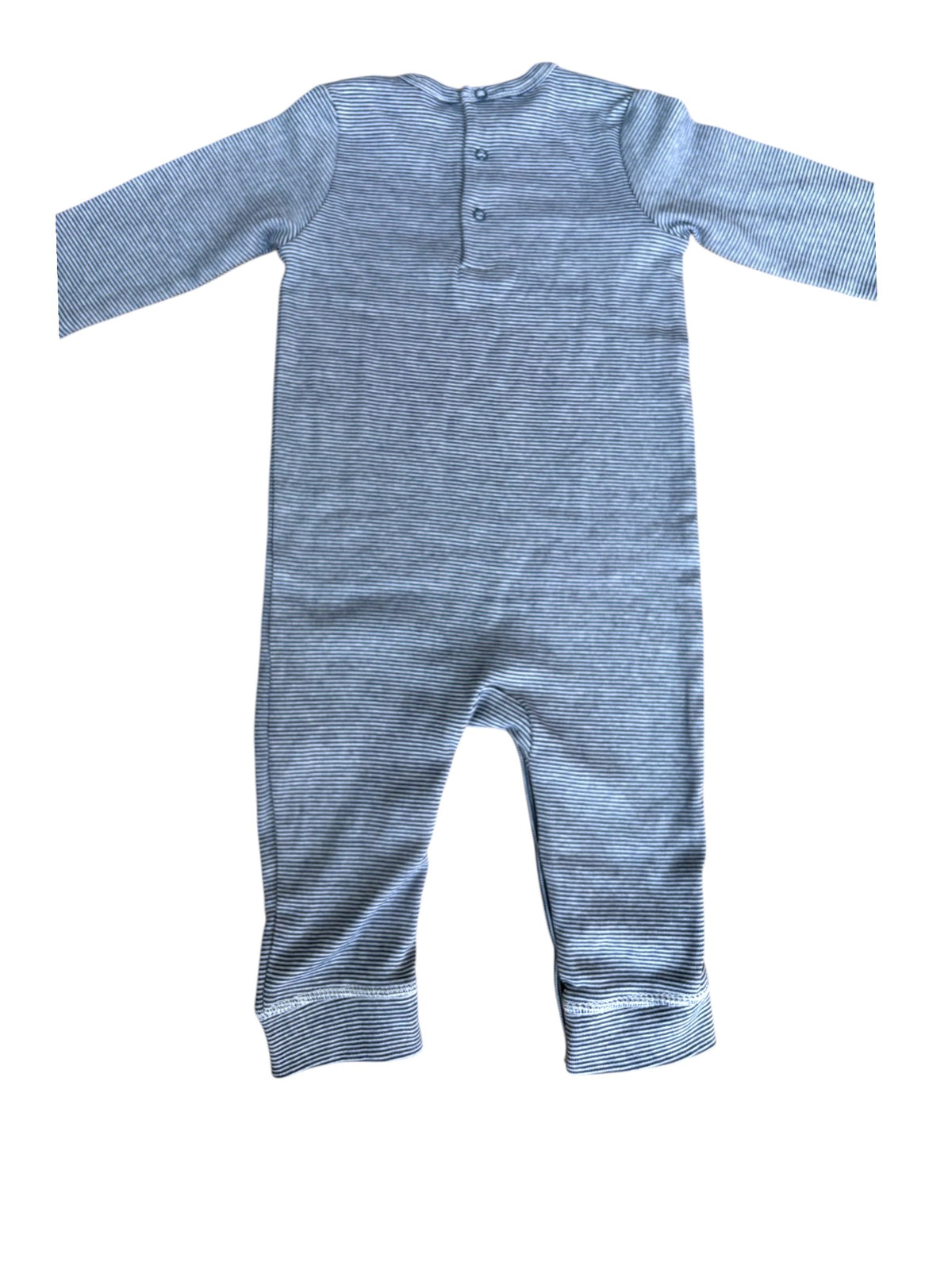 Boutchou Boy Navy White Striped Shiba Cotton Pajamas, 12M - second hand baby clothing