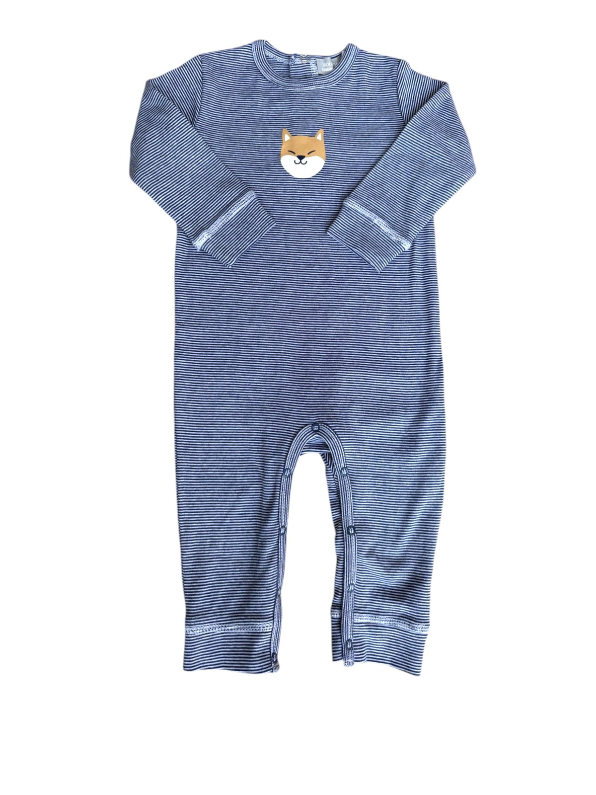 Boutchou Boy Navy White Striped Shiba Cotton Pajamas, 12M - second hand baby clothing