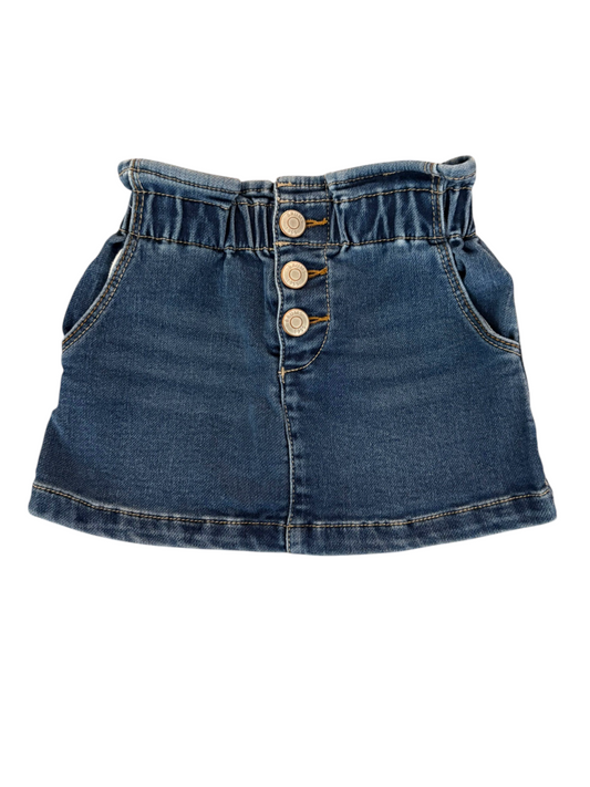Brums Girl Blue Denim Paperbag Waist Skirt, 12M - second hand baby clothing