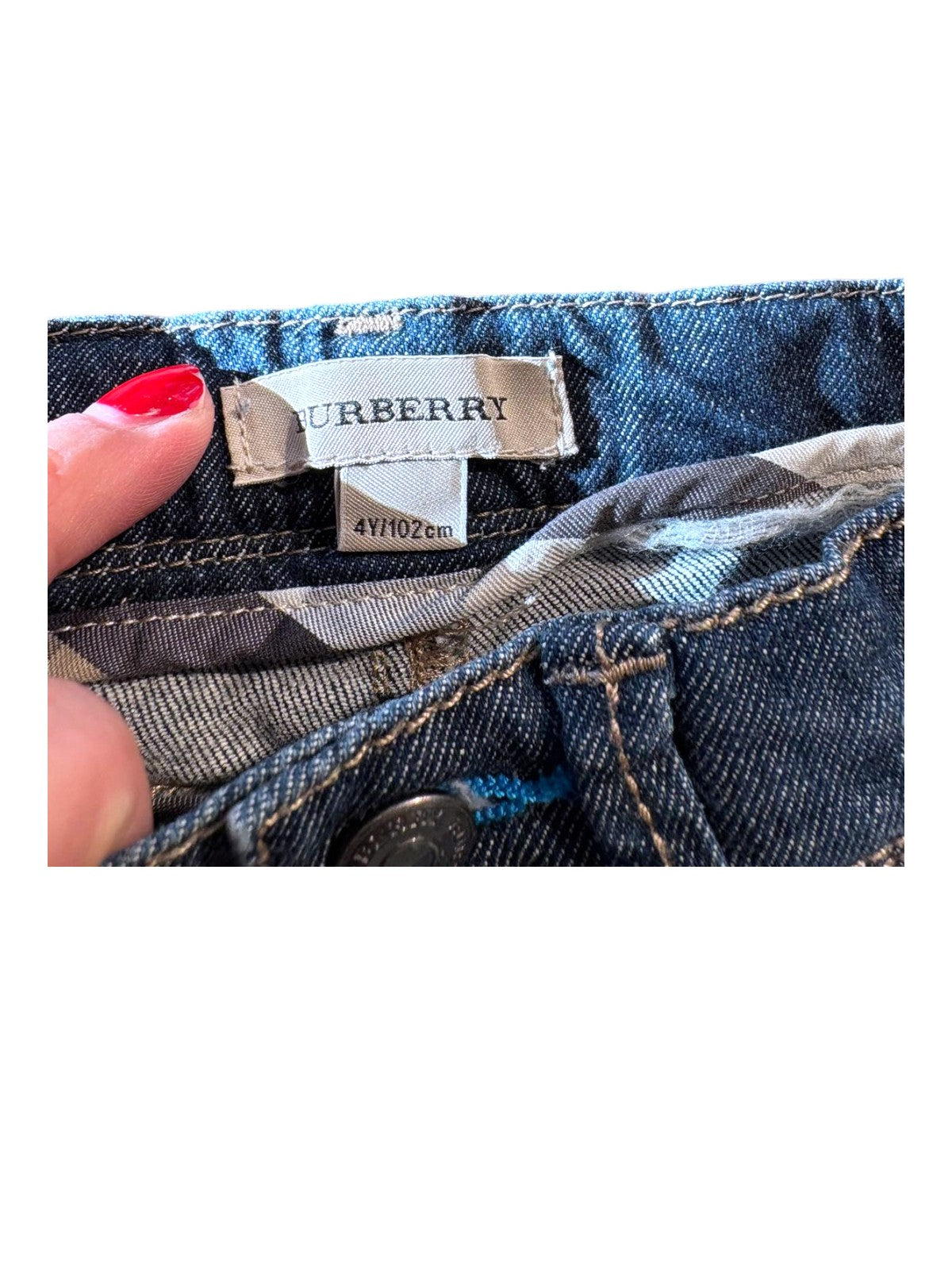 Burberry Boy Dark Blue Contrast-Pocket Denim Jeans, 4Y / 102 - second hand baby clothing