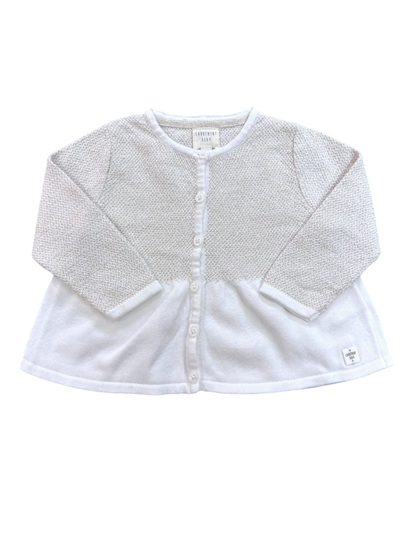 Carrément Beau Strickjacke in Weiß-Grau (12M)