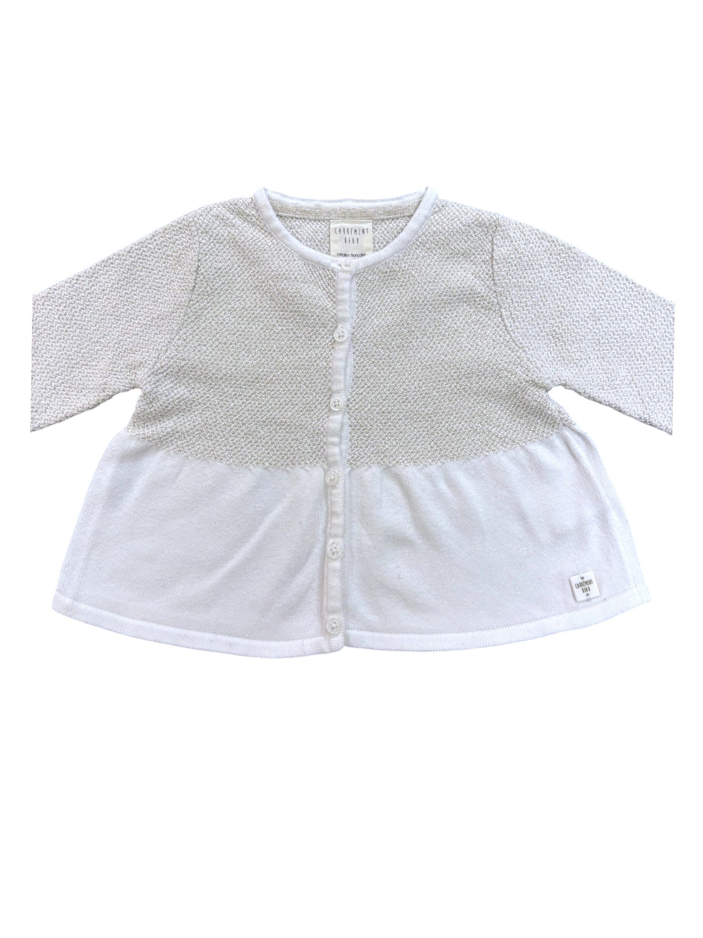 Carrément Beau Strickjacke in Weiß-Grau (12M)