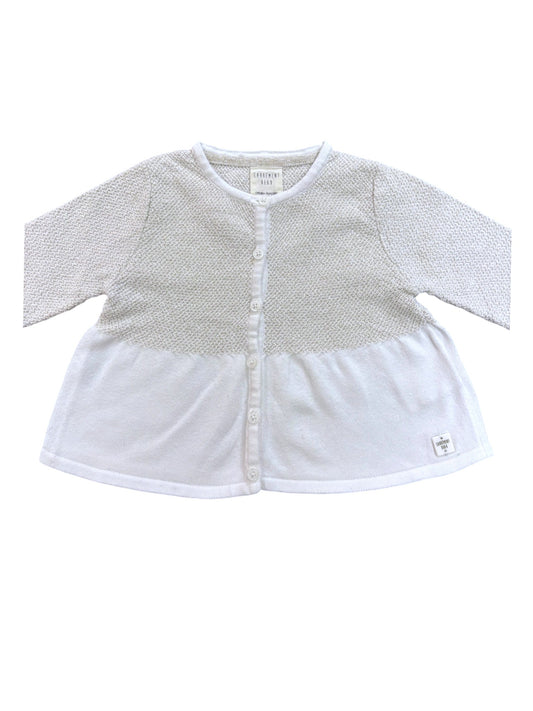 Carrément Beau Strickjacke in Weiß-Grau (12M)