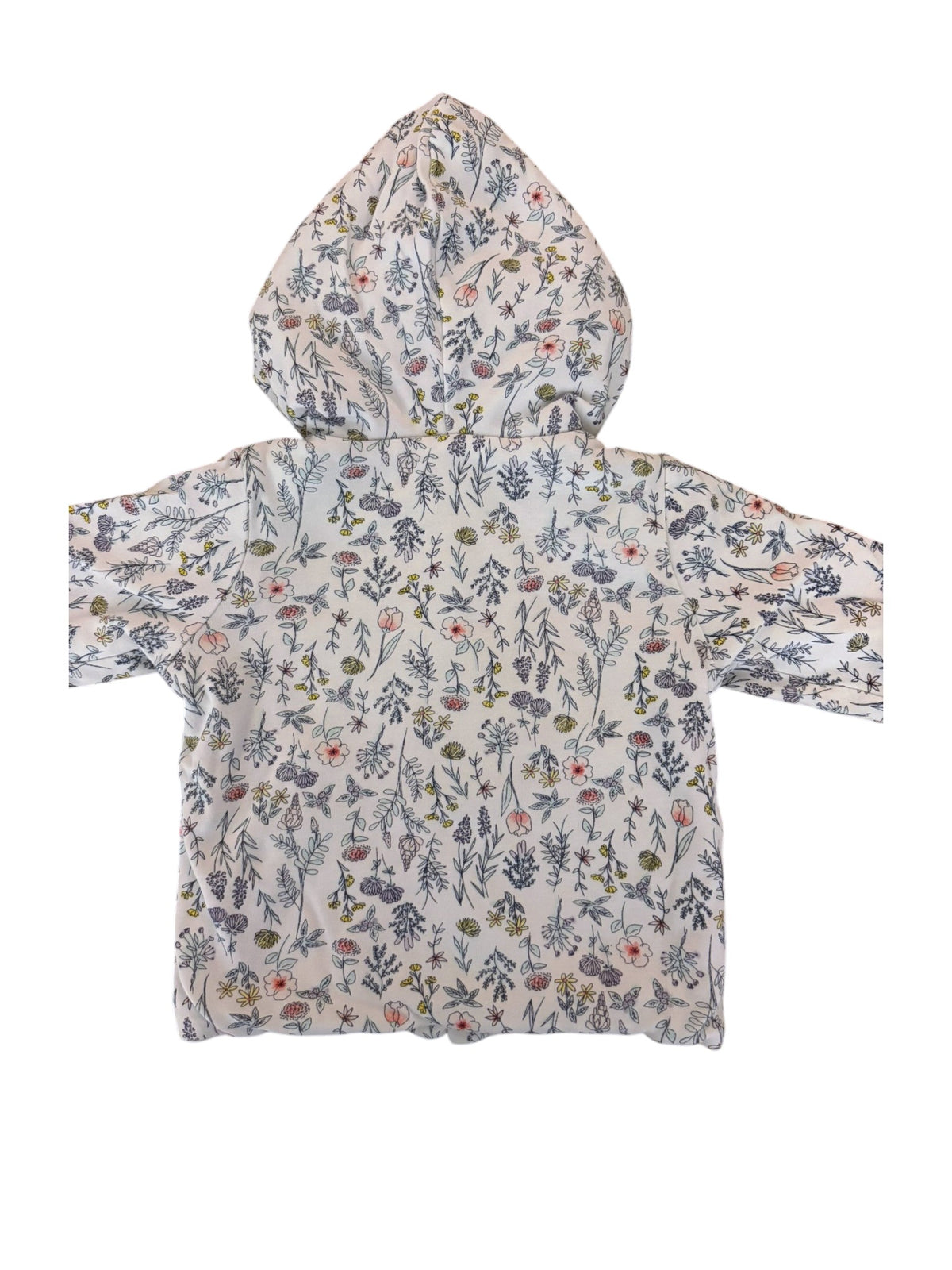 Carrément Beau Girl White Floral Print Hooded Jacket, 12M / 74 - second hand baby clothing