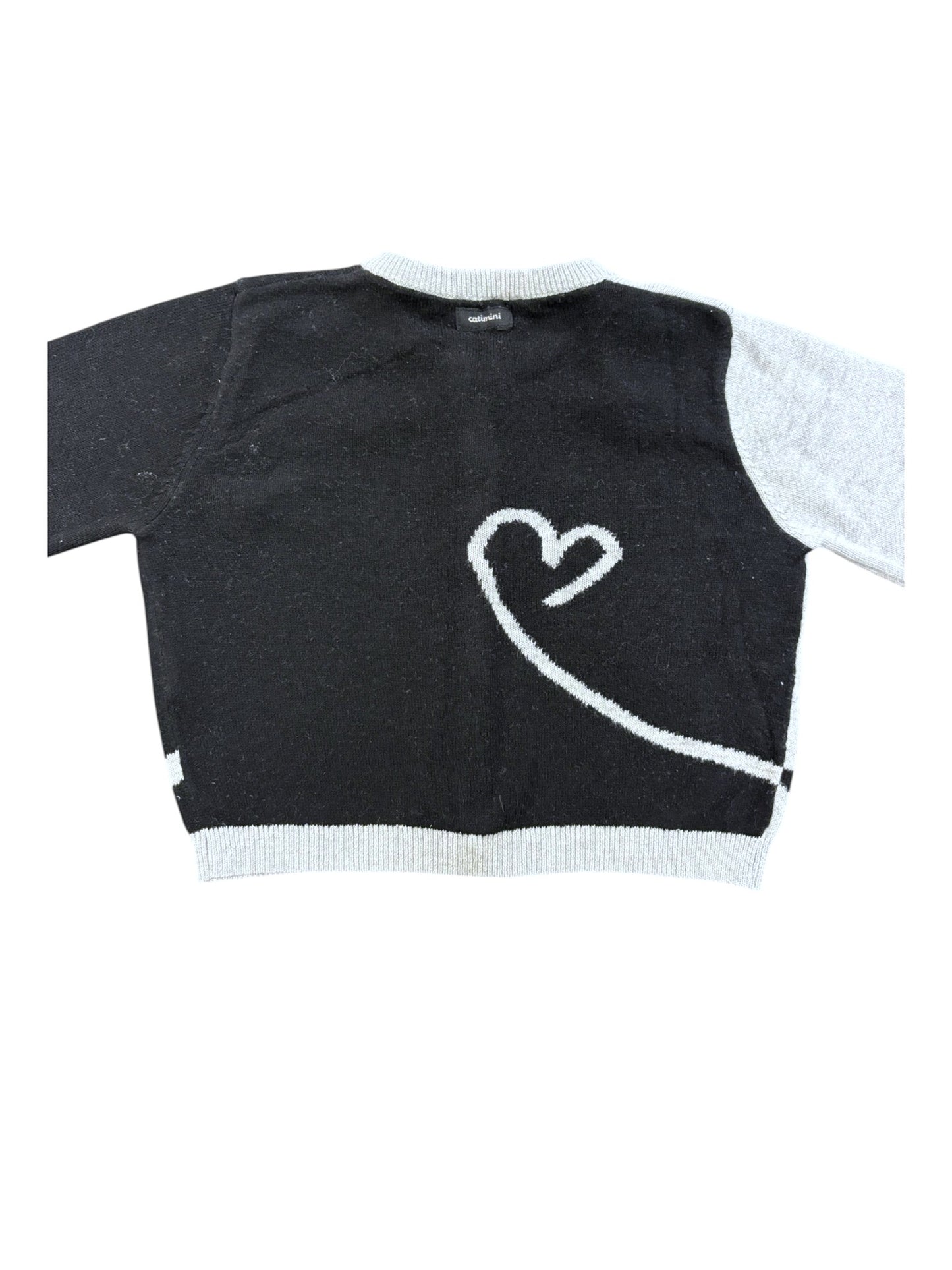 Cardigan Catimini gris imprimé chat noir (18M)