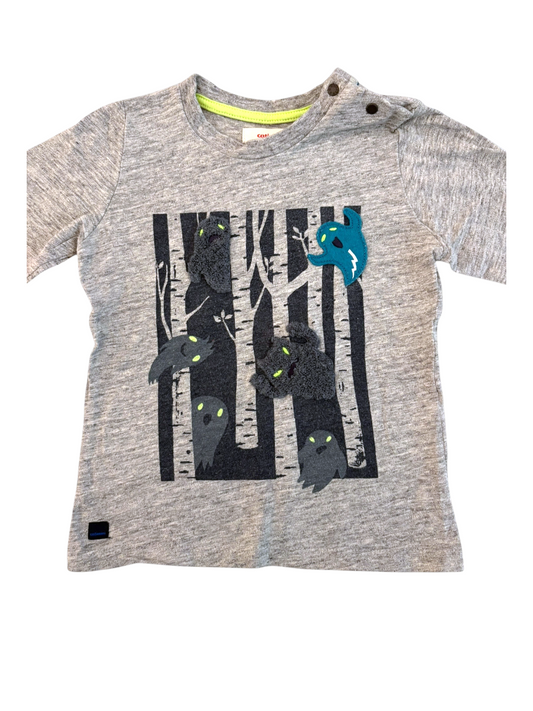 Catimini Grey Forest Ghosts Shirt size 3Y / 98 - second hand baby clothing