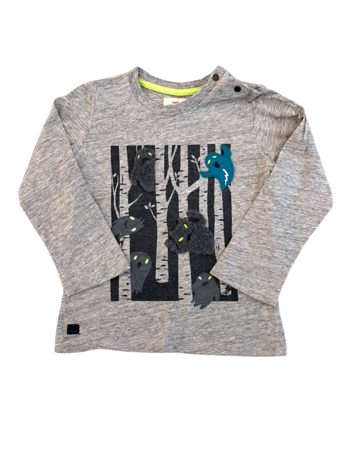 Catimini Grey Forest Ghosts Shirt size 3Y / 98 - second hand baby clothing
