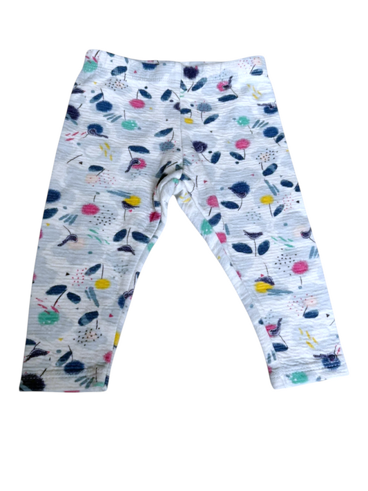 Catimini Grey Floral Leggings size 6M - second hand baby clothing