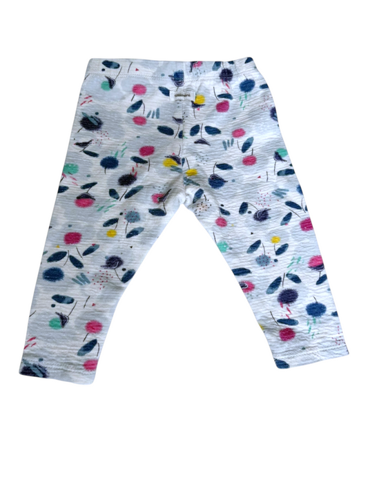 Catimini Grey Floral Leggings size 6M - second hand baby clothing