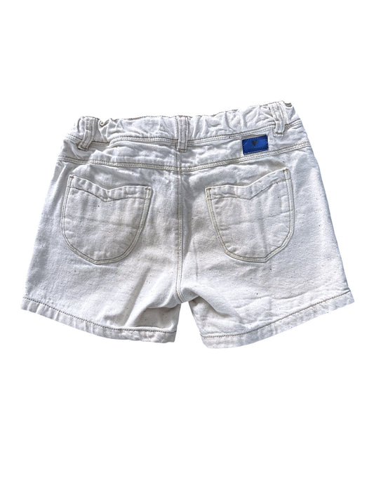 Catimini Girl Ecru Floral Embroidered Denim Shorts, 7Y / 122 - second hand baby clothing